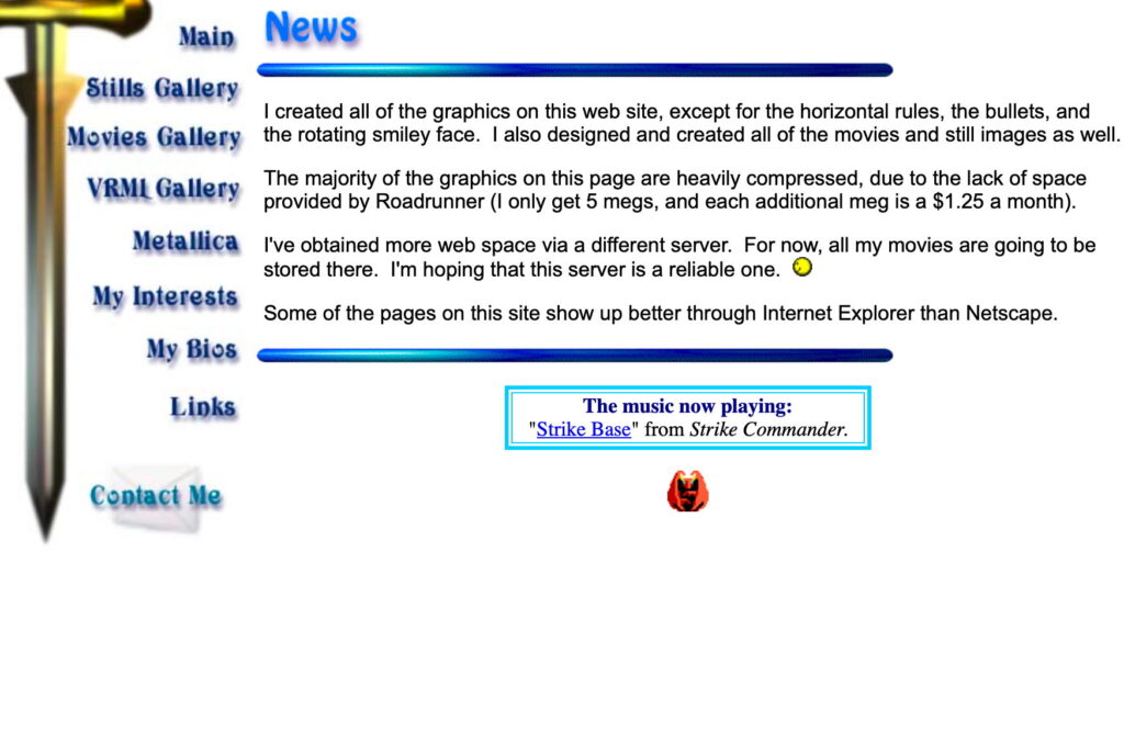 Screenshot of my first website