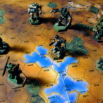 Battletech miniatures on a mapsheet